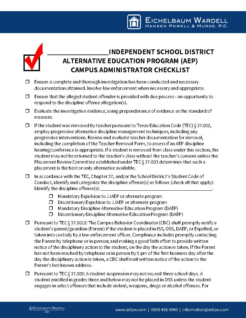Student Discipline Forms AEP Package