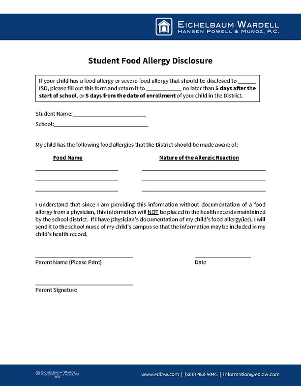 Food Allergy Disclosure