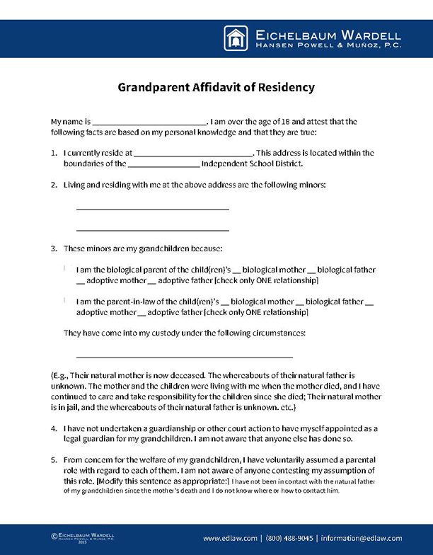 Grandparent Affidavit of Residency
