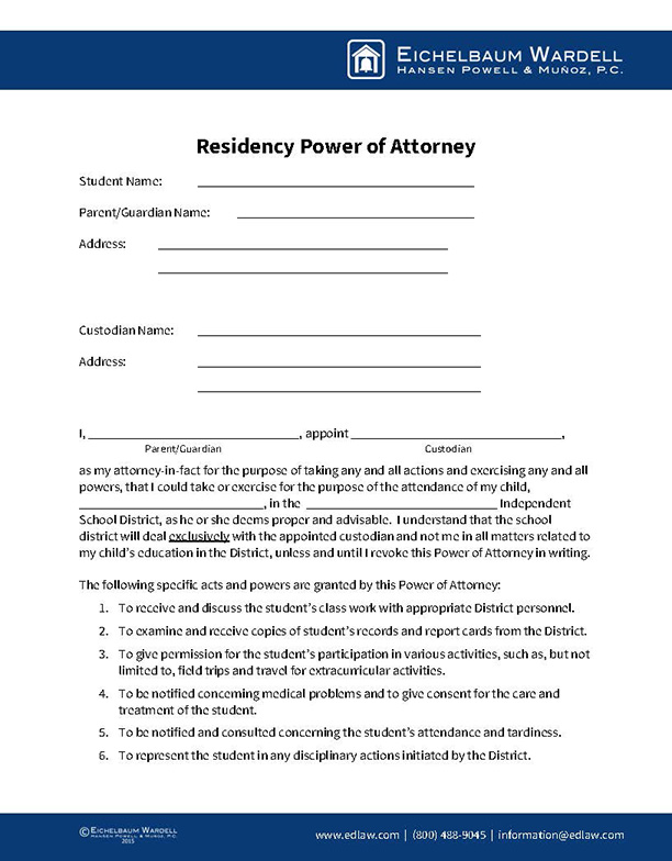Residency Power of Attorney